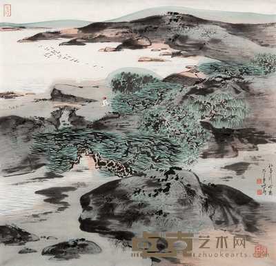 车鹏飞 江亭行吟图 镜心 67×69cm